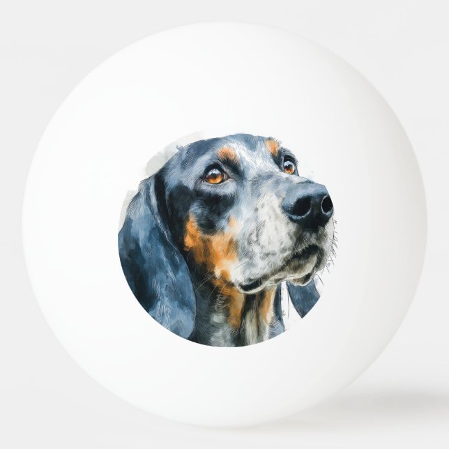 Blåtickig coon hound-porträtt pingisboll (Framsidan)