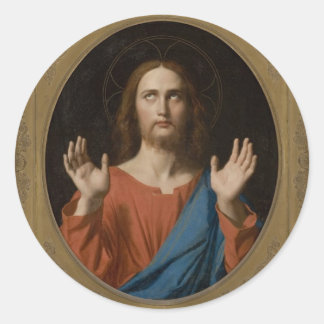 Blating Kristus circa 1834 Runt Klistermärke