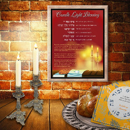 Blating Lighting Candles Hebrew English Fototryck