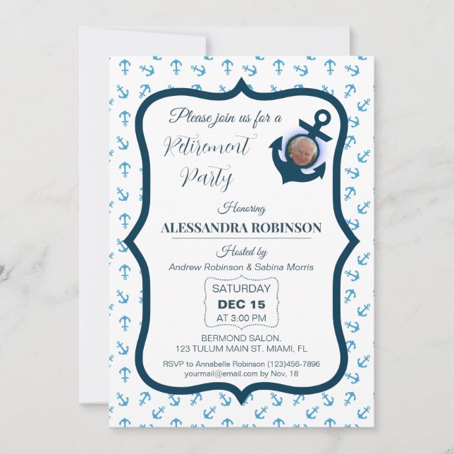 Blåtoner i Nautisk Pension, foto och ankor Inbjudningar (Framsida)