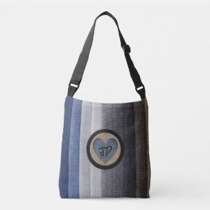 Blåtongiga tongarnsblock med monogrammad Elegant m Axelväska