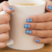 Blåtonsdekaler i Mönster Minx Nail Art