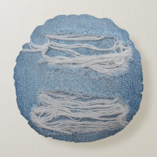 Blåtorn denim jeans struktur bakgrund. Snyggt, Rund Kudde