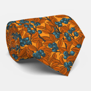 Blåträdgård, blått och orange slips