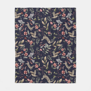 Blåträdsdjur (Navy Blue Woodland Animal Natature B Fleecefilt