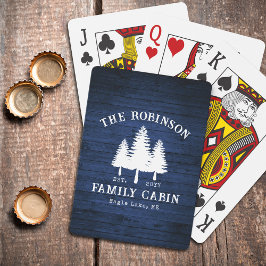 Blåträdsutskrift av Rustic Land Family Cabin Träd  Casinokort