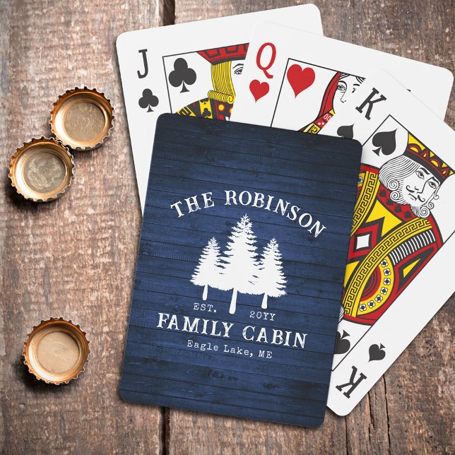 Blåträdsutskrift av Rustic Land Family Cabin Träd  Casinokort (Skapare uppladdad)