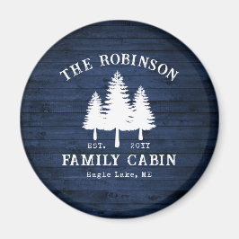 Blåträdsutskrift av Rustic Land Family Cabin Träd  Magnet