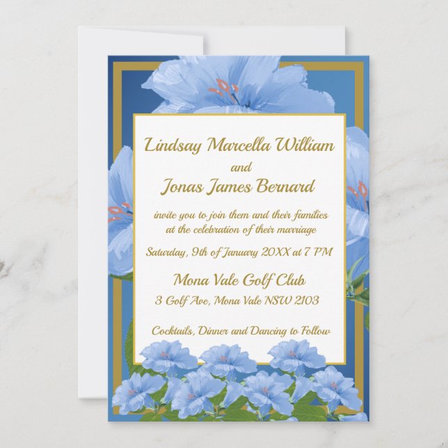 Blåtrumpetblommor Garden bröllopsinbjudan Inbjudningar (Framsida)