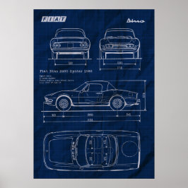 blåtrycksfiat dino 2400 spinder poster