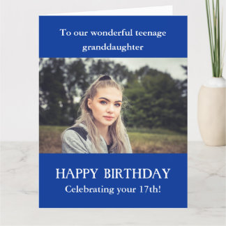 Blått 17:e födelsedag - barnbarn tonåring kort