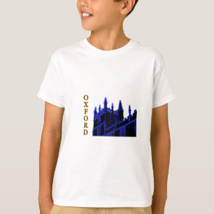 Blått 1986 för Oxford England byggnadspiraler Tee Shirt
