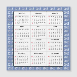 Blått 2018 Calendar kvadrerar det magnetiska