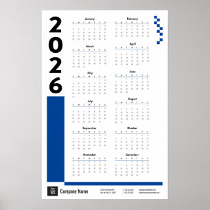 Blått 2026 Poster i företagets väggkalender