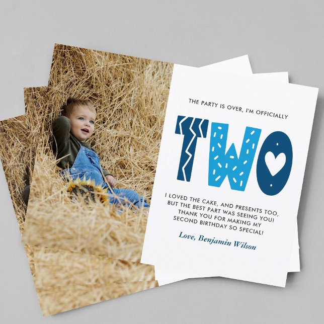 Blått 2:a födelsedag - vykort för Tack (Skapare uppladdad)