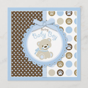 Blått 2 för nallepojkebaby shower inbjudningar
