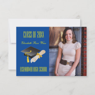 Blått - 3 x 5 Studenten-meddelande Inbjudningar