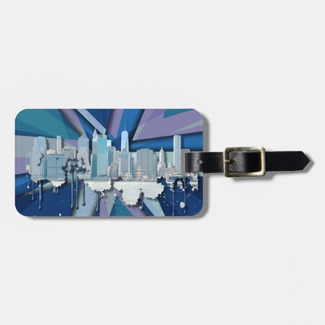 Blått 3D för New York City horisont | Bagagebricka (Horisontell Framsida)