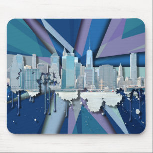 Blått 3D för New York City horisont Musmatta