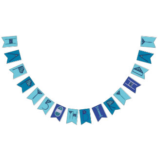 Blått 50:e Grattis på födelsedagen bunting Vimplar