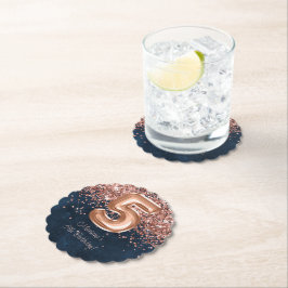 Blått 5:e Födelsedagsfesten ro Guld Underlägg Papper