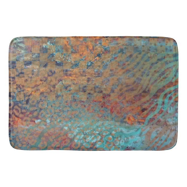  Blått Abstrakt, blandat djur och Zebraskinn Badrumsmatta (Framsidan)