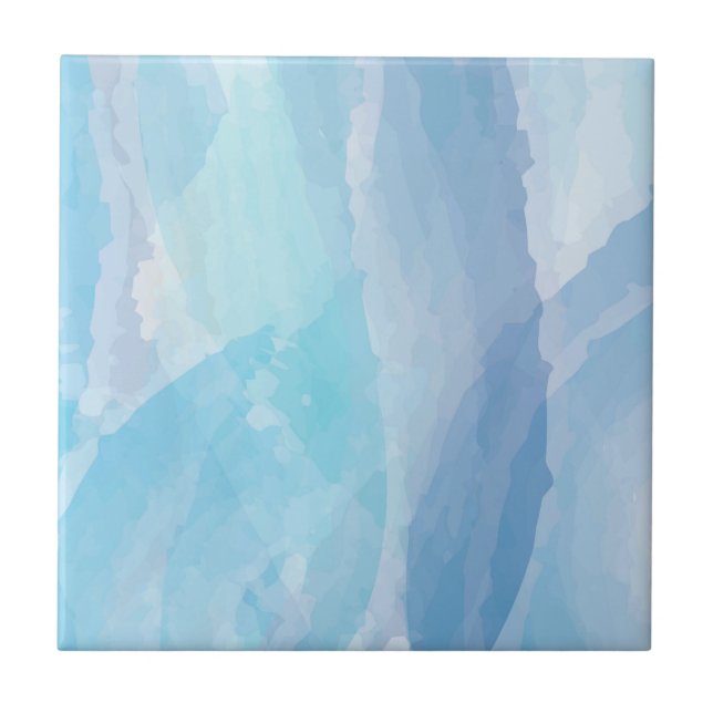 Blått, abstrakt, coola vatten färg penselteckning kakelplatta (Framsidan)