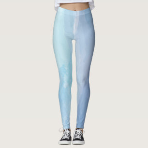 Blått, abstrakt, coola vatten färg penselteckning leggings