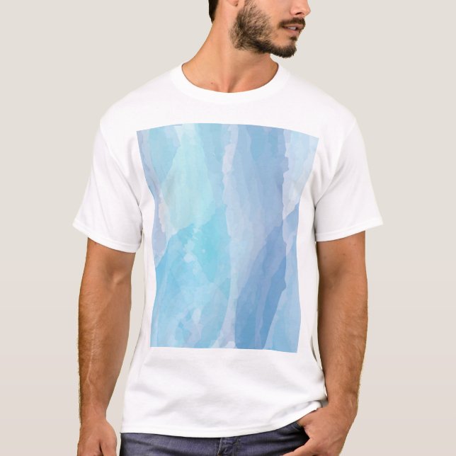 Blått, abstrakt, coola vatten färg penselteckning t shirt (Framsida)