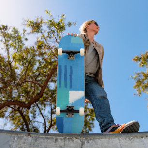 Blått, abstrakt design Skateboard för halvcirklar