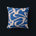 Blått abstrakt kudde<br><div class="desc">Abstrakt Line Art - royalets blå bakgrund med beige linjer.</div>