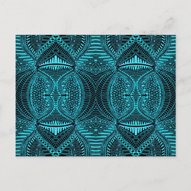 Blått Abstrakt liggande vykort (Framsida)