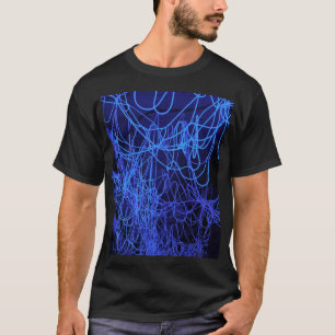 Blått abstrakt, ljus linjer t shirt