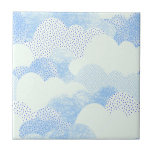 Blått Abstrakt Modern Rain Cloud Repeat Mönster Kakelplatta