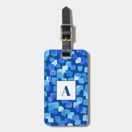 Blått Abstrakt monogram Bagagebricka