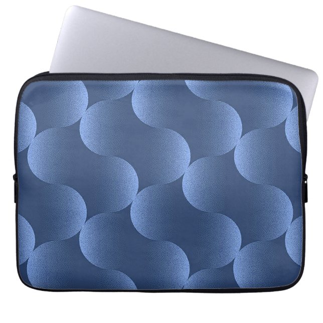 Blått Abstrakt Mönster Lugn Modern Teknik Laptop Fodral (Framsidan)