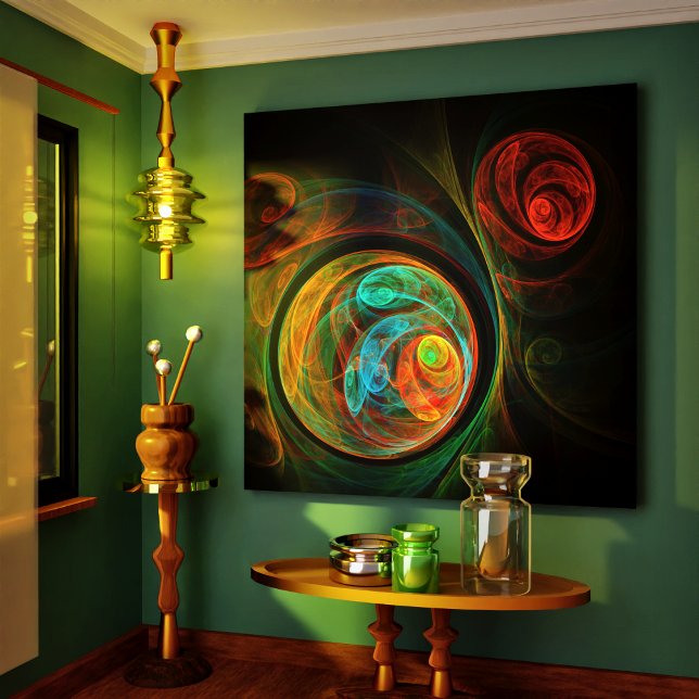 Blått Abstrakt, omformad arbetsyteutskrift Canvastryck (Rebirth Blue Abstract Art Wrapped Canvas Print)