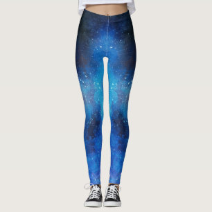 Blått abstrakt, vattenfärg leggings