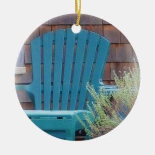 Blått Adirondack Julgransprydnad Keramik
