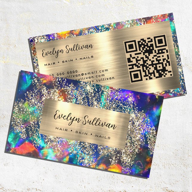 Blått affärskort guld glitter visitkort (Skapare uppladdad)