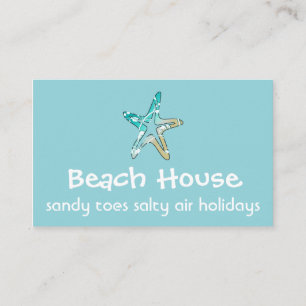 Blått Affärskort med Starfish for Beach House Visitkort