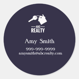 Blått Affärskort Runt Klistermärke