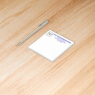Blått affärsteckensnitt Vit ruta - bokför anteckni Post-it Block