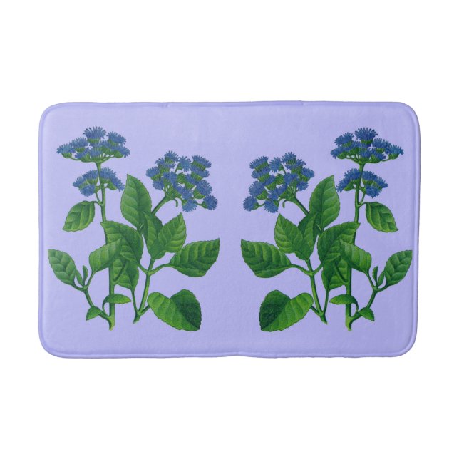 blått ageratum-blommigt badrumsmatta (Framsidan)
