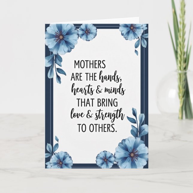 Blått akrylfärgs kort för mors dag (Framsida)