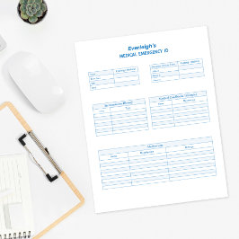 Blått Akut-ID Anpassningsbar Planner Page