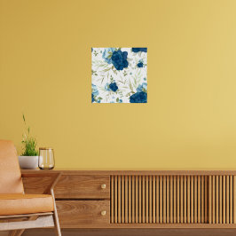 Blått akvarell blomstermönster utan sömmar poster