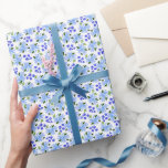 Blått akvarell blomsterträdgård omslagspapper presentpapper<br><div class="desc">Ett vackert akvarellblommönster skapar detta eleganta blomsterträdgårdsomslagspapper.</div>