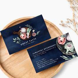Blått Akvarell Catering Visitkort