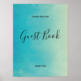 Blått akvarell gästbokskylt Poster